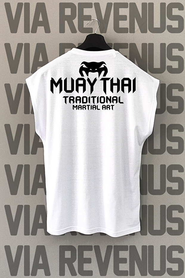 تيشيرت رياضي برقبة دائرية وأكمام مطبوعة من Muay Thai