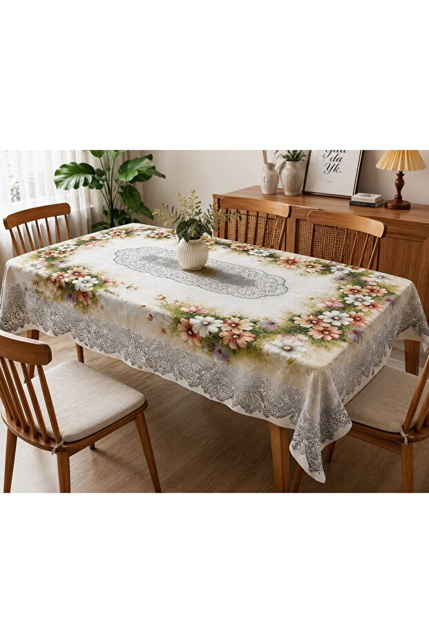 6 Person Tapestry Woven Floral Pattern Living Room and Dining Table Cover 160 X 220 cm
