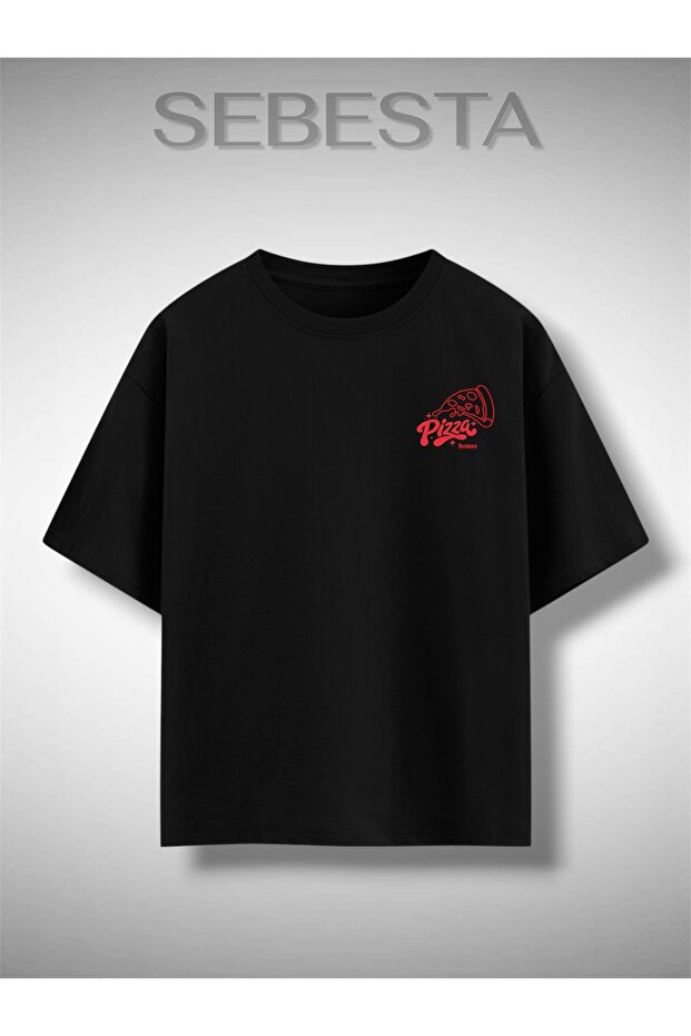 Pizza Home Printed Premium Oversize T-Shirt