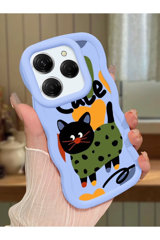 Tecno Spark 20 Pro Compatible Case Camera Protector Blue Silicone Couple Phone Case Cat Pattern