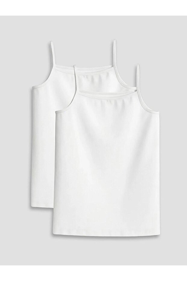 Square Neck Strap T-Shirt for Girls, 2-Pack (W6)