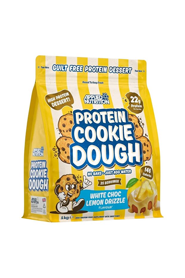 كوكي دو بروتين نكهة وايت شوكليت ليمون , 1 كجم - cookie dough White Choc Lemon Drizzle