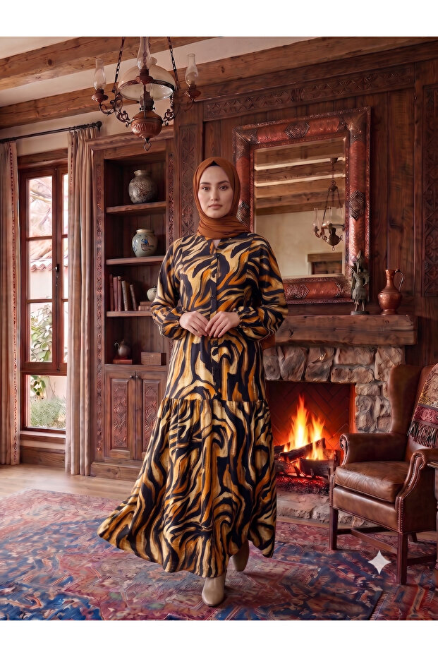 Women's New Season Patterned Viscose Dress
