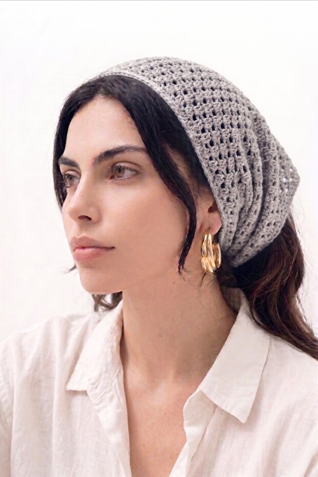 Women's Mesh Knitted Look Knitwear Bandana Beach Accessory