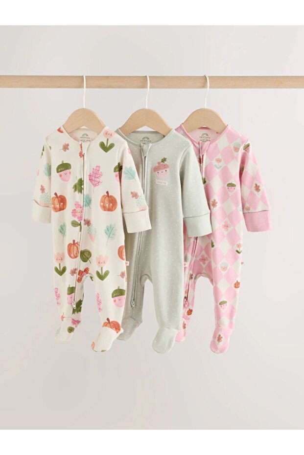 Cotton Pink Green Printed 3-Piece Jumpsuit Set
