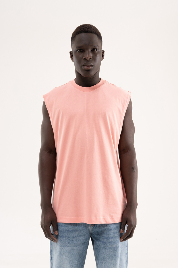 Men's Oversize Crew Neck Basic Undershirt Dark Powder