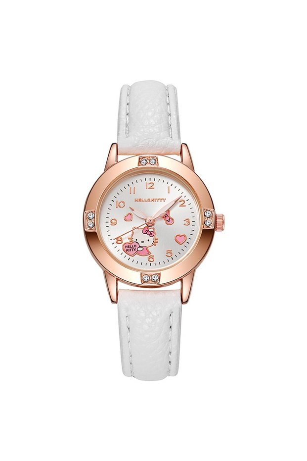 white kdm Cartoon Princess Girl Children's Fashion Watch Quartz Movement PU Leather Strap Female Stu