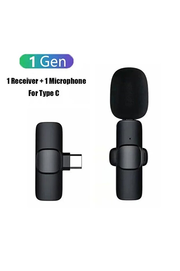 ميكروفون لافالير لاسلكي USB C 1mic-K1H صغير لتسجيل الفيديو لأجهزة iPhone وiPad والمقابلات
