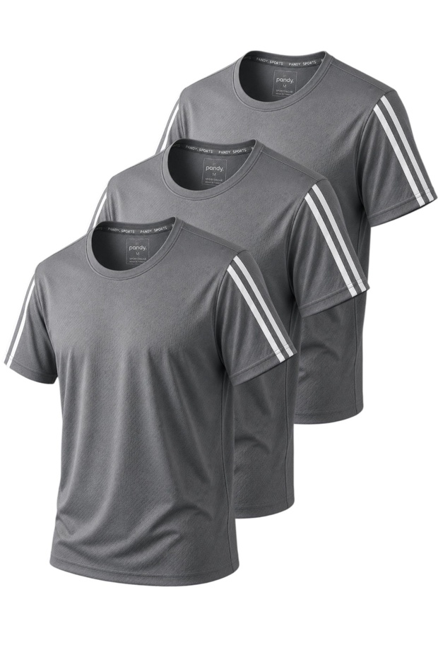 3-Piece Sleeve Stripe Quick Dry Breathable Fabric Sports T-Shirt