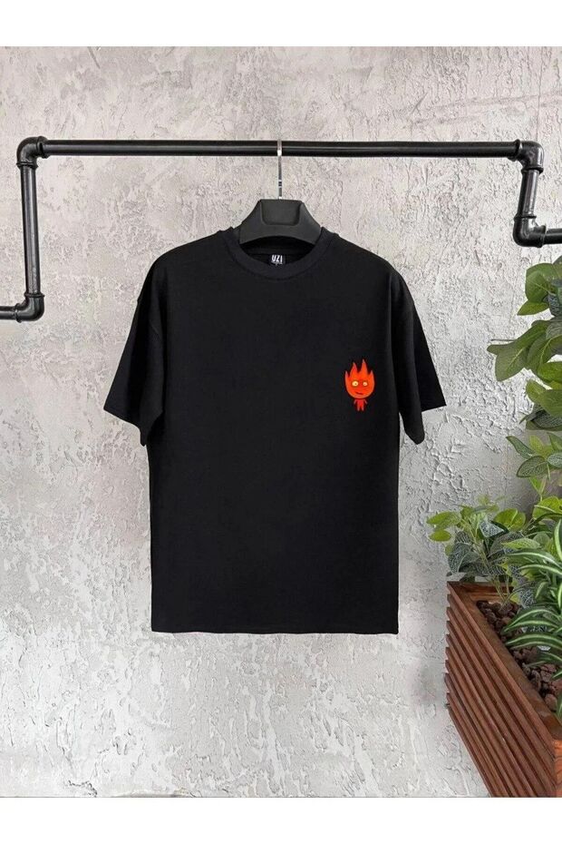 Unisex Fire Printed Oversize T-shirt