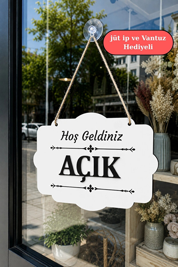 لافتة توجيهية مزدوجة الجوانب لمتاجر الخشب والمحلات التجارية - بيضاء