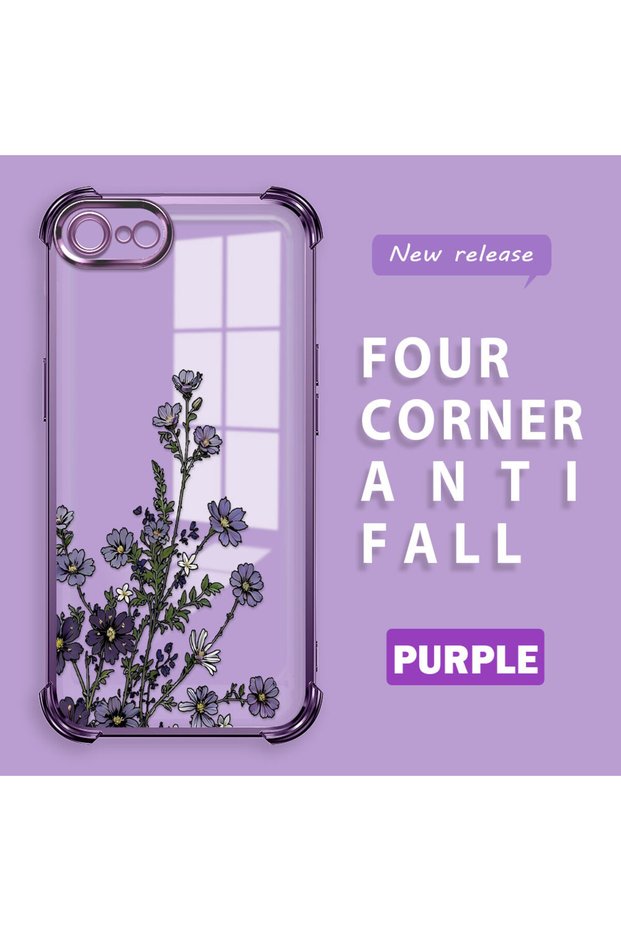 iPhone 7/8/Se 2020 2022 Compatible Transparent Four Corner Silicone Coated Glossy Edge Case