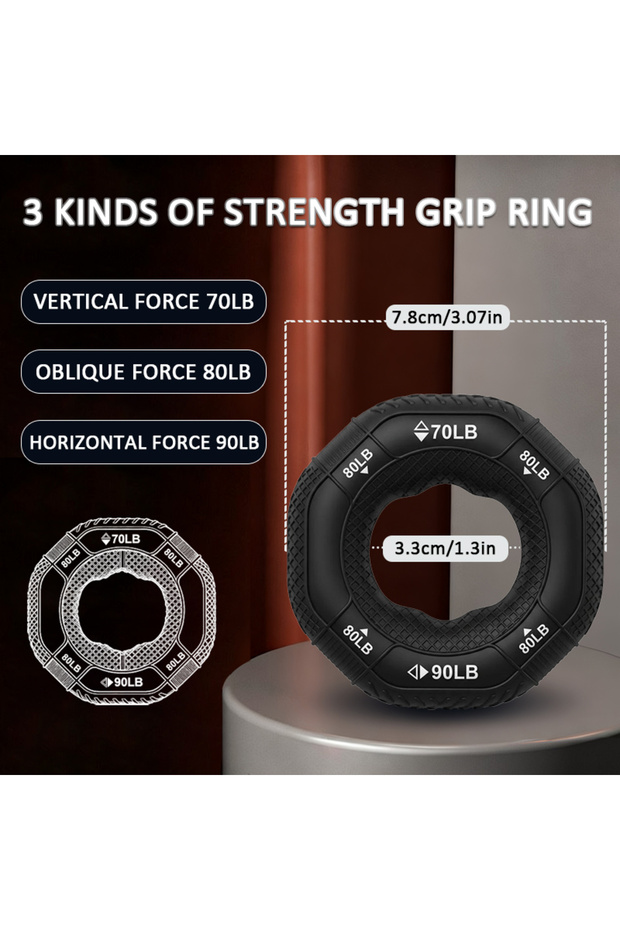 70 to 80 to 90LB Silicone Hand Trainer Finger Gripper Ring Hand Power Gripper Ring Stress Relief Gym