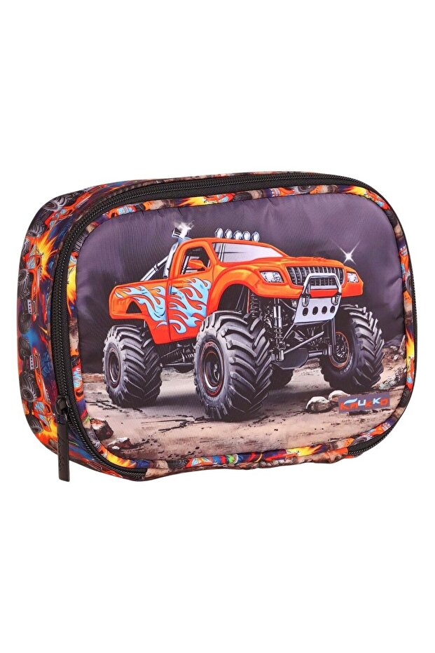 Kids Off-Road Vehicle Printed Black - Red Boys Organizer Pencil Bag - Pencil Holder - L5376