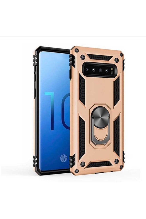 Samsung Galaxy S10 Case Ultra Protection Shock Absorbing Tank Rugged Very Rugged Silicone Cover-Gold