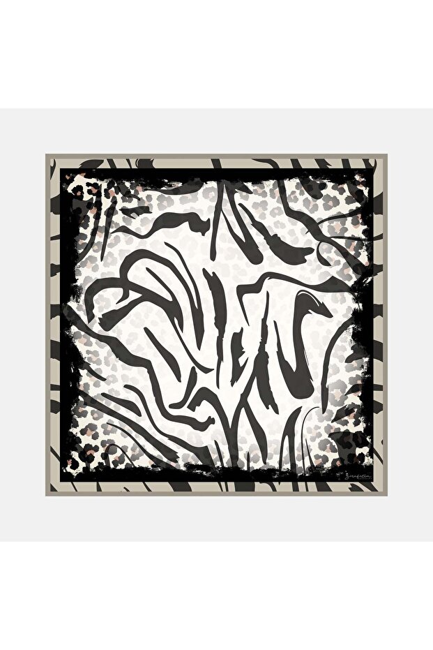 Tivil Silk Scarf 53639 Black Gray Abstract Pattern
