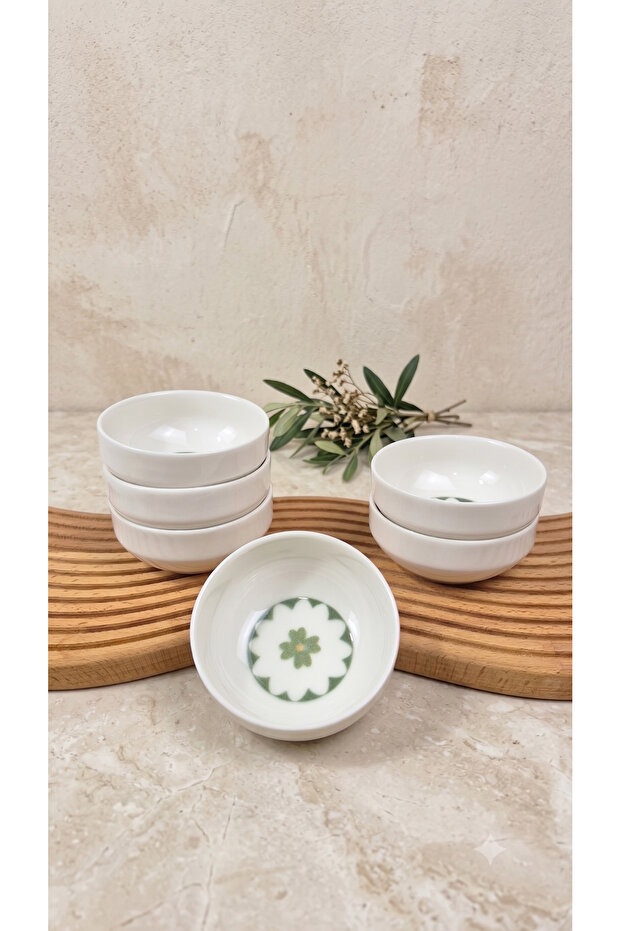 Yeşilyonca 8 cm 6-Piece Porcelain Breakfast Presentation-Snack Bowl Set