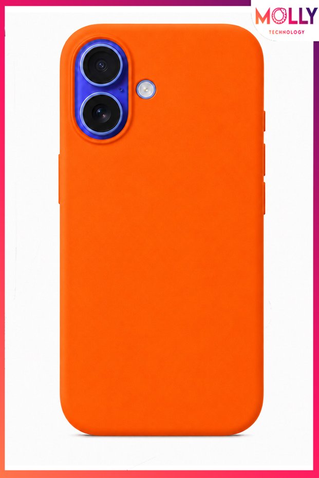 Orange Liquid Inside Velvet Matte Silicone Case for iPhone 16