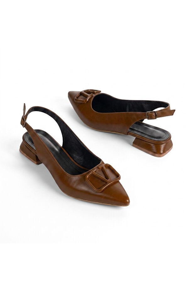Let's Use It Daily, Brown Skin, 2 cm High, Leather Material, Babet