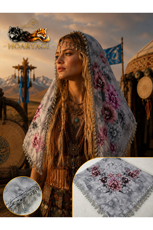 Handmade Patterned Hand Embroidered Cheesecloth with Ring Beads on the Writing Edge Yemeni, Scarf, 4 Sides Embroidered