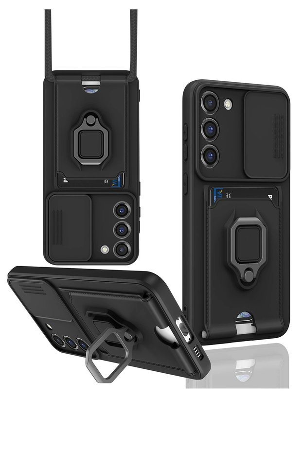 Aconcept Galaxy S24 Plus Case Zuma Silicone with Business Card Holder and Ring (142346) - Black