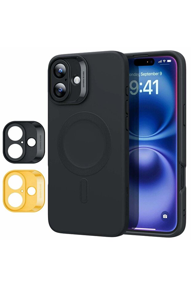 Case compatible with iPhone 16, MagSafe/Magnetic, polycarbonate, White - Black - 1