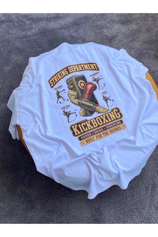 Kickboxing 100% Cotton Relax Fit Crew Neck White Tshirt