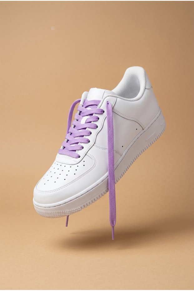 Lilac Color Flat Knitted Shoelaces Compatible with Sports Sneakers