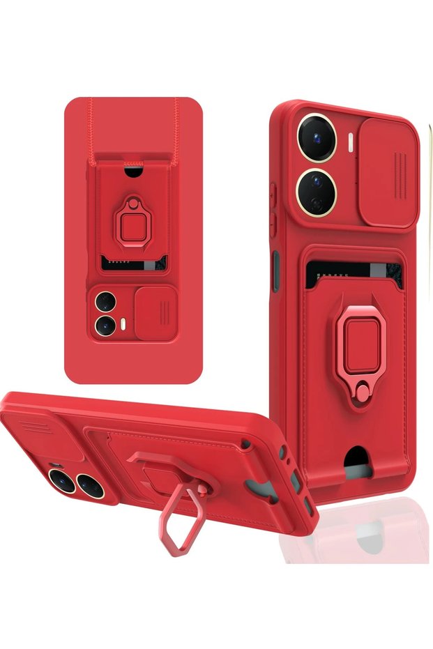 Aconcept Vivo Y16 Case Zuma Silicone with Business Card Holder and Ring (221522) - Red