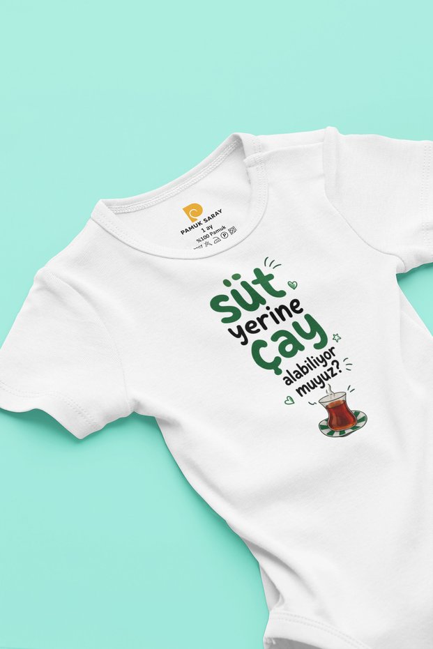 Printed Baby Bodysuit Can I Drink Tea Instead of Milk? Printed 100% Cotton Bodysuit Baby Body