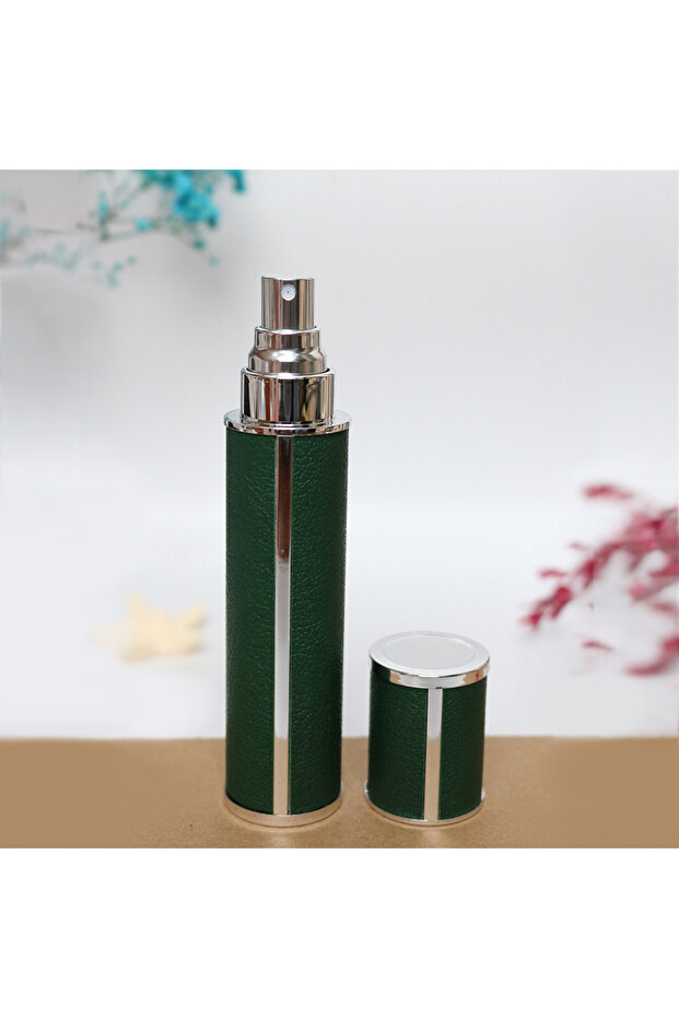 Metal 10ml 1PC green 10ml Luxury Leather Wrapped Glass Perfume Spray Bottle, Portable Mini Refillabl