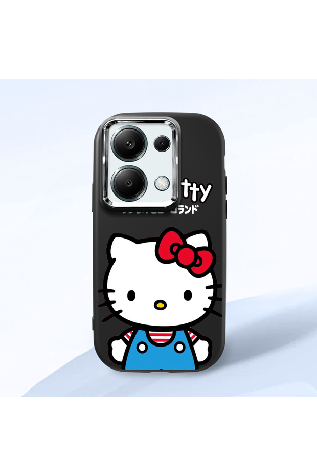 Poco M6 Pro 4g Compatible Case Camera Protector Black Silicone Couple Phone Case Kitty Pattern