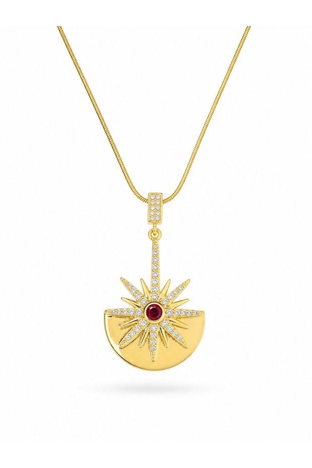 316L Steel Gold Color Zircon Stone Star Model Women's Necklace