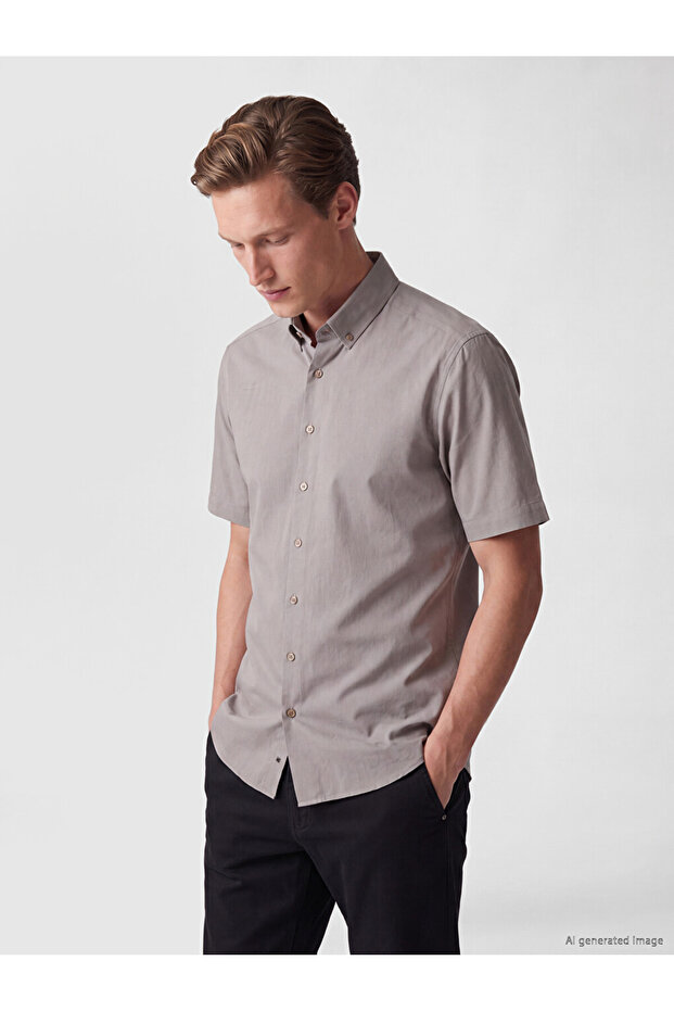 Southblue Gray Regular Fit Gabardine Men's Shirt