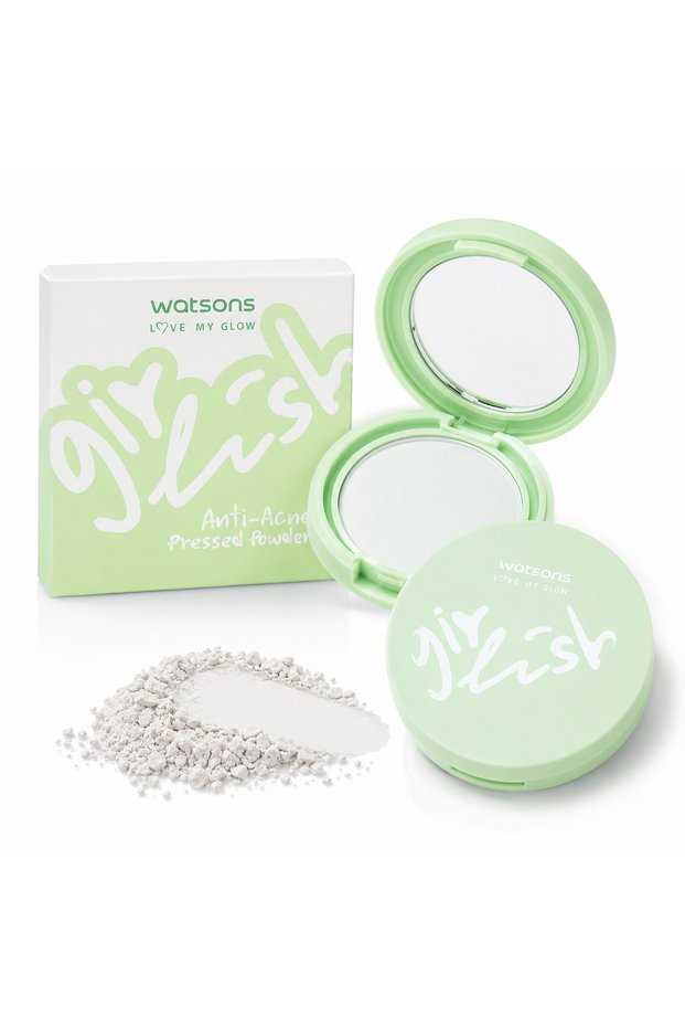Thailand Watson Girlish Glow Anti-Acne Pressed Powder, Oil Control Face Powder, Lightweight Matte Finish, Helps Reduce Shine, Smooth Blurring Effect, Suitable for Oily & Acne-Prone Skin