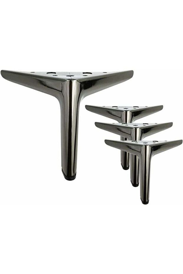 4-piece set of black titanium triangular furniture legs, 12 cm, galvanized and polished finish, suitable for cabinets, sofas, coffee tables, TV...