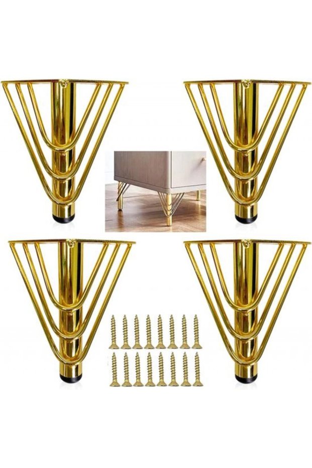 furniture legs set of 4 - sofa legs - 18 cm high - for furniture, sofas, cabinets, armchairs - tapered legs - gold