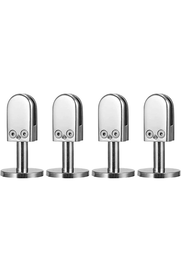 4-piece glass clamp set, 304 stainless steel, adjustable glass clamp suitable for 5-8mm glass panes, glass panel holder with rod (rod length 14x40mm).