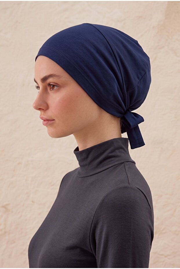 Non-Slip Combed Cotton Bonnet Navy Blue