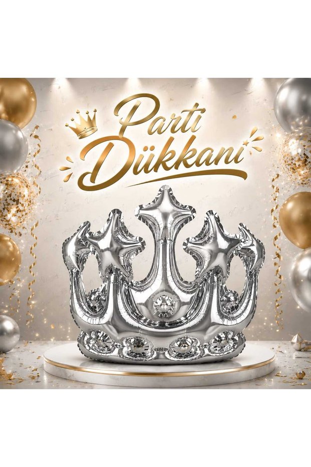 Silver King Crown Foil Balloon 78X20 cm Not Helium Compatible Birthday Party Decoration