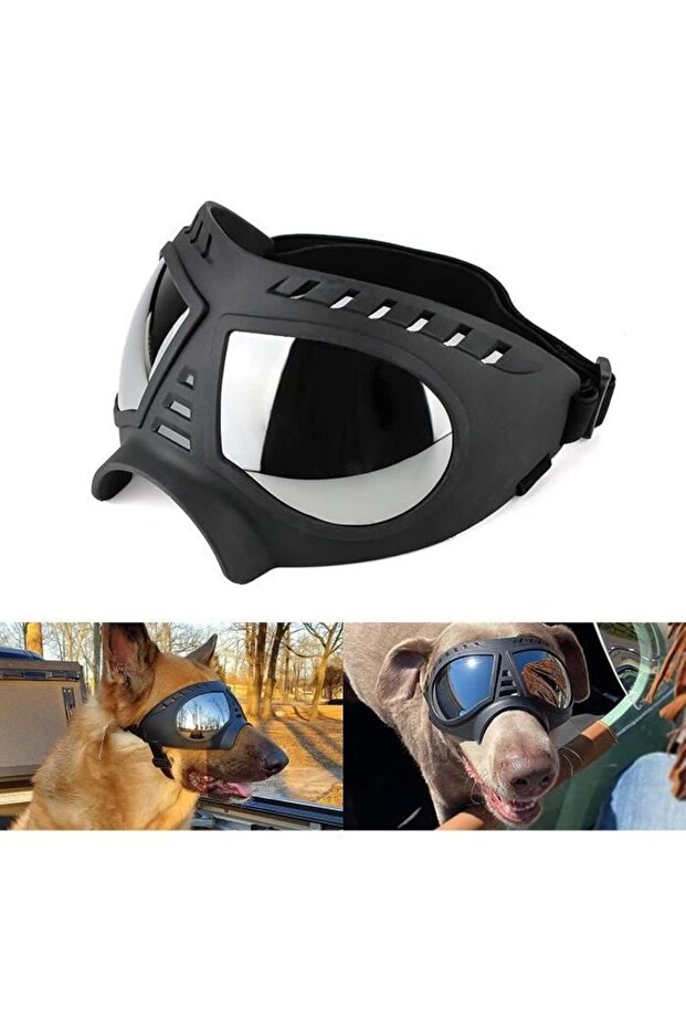 Dog goggles - UV protection - Windproof - Black - Medium to large size