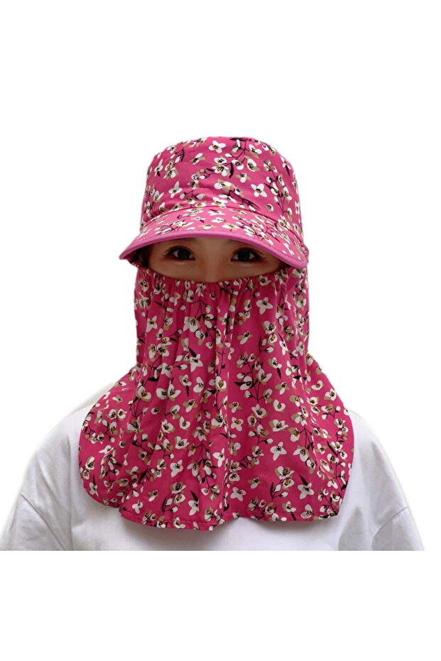 Summer sunscreen for women, face and neck protection, sun-protective face mask (rose red)