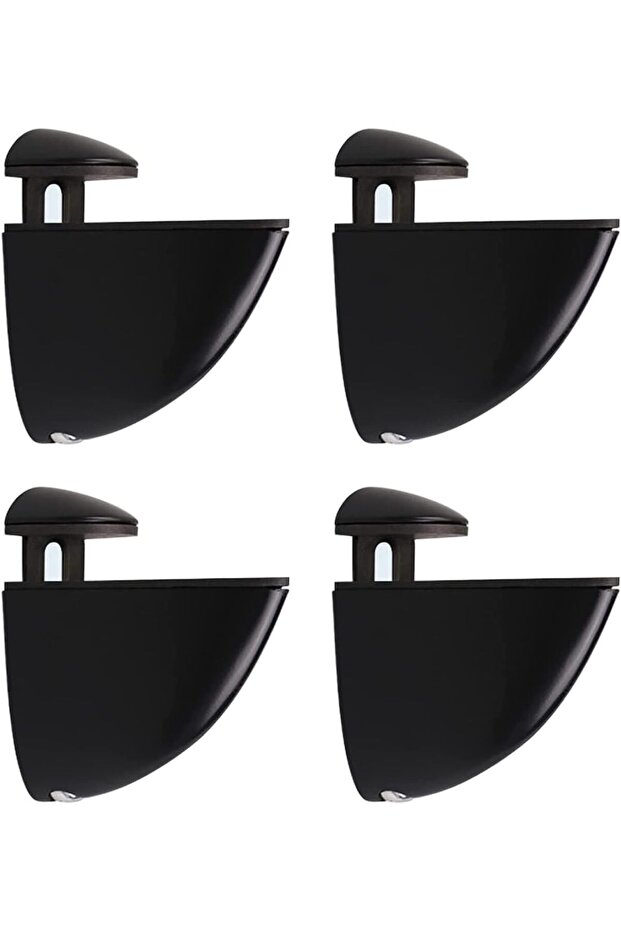 4-Piece Adjustable Glass Shelf Bracket Set with Adjustable Glass Clips, Suitable for 2 to 22mm Thick Wood/Glass Shelves (Black)