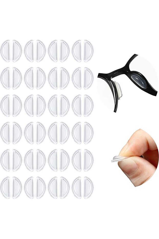 Eyeglass nose pads, 24 pairs, transparent, teardrop-shaped, D-shaped, butterfly-shaped airbag eyeglass nose pads, soft nose strips.