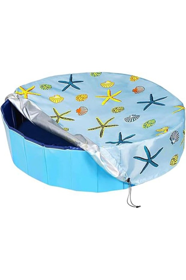 Pool Cover Tarpaulin - Round Waterproof & Tear-Resistant Outdoor Cover with Drawstring - Prevents Leaves & Debris - Blue - 160 x 30 cm