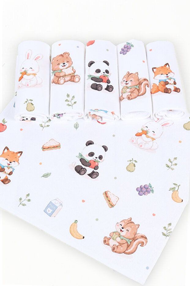 Set of 6 Double-Sided Dual-Function Children's Feeding Mats with Cotton Towel, Washable, 38X45 cm