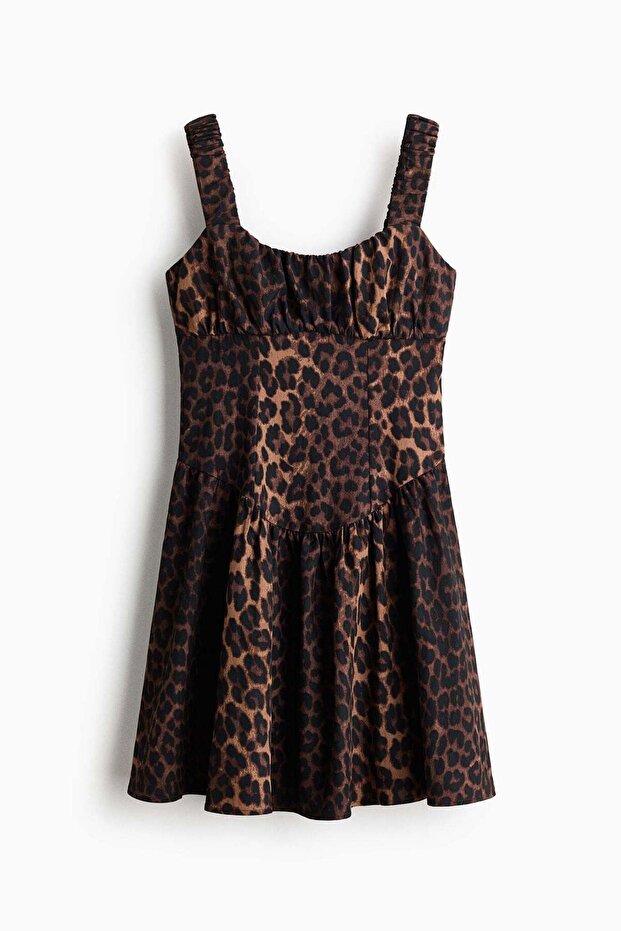 Printed flared-skirt dress