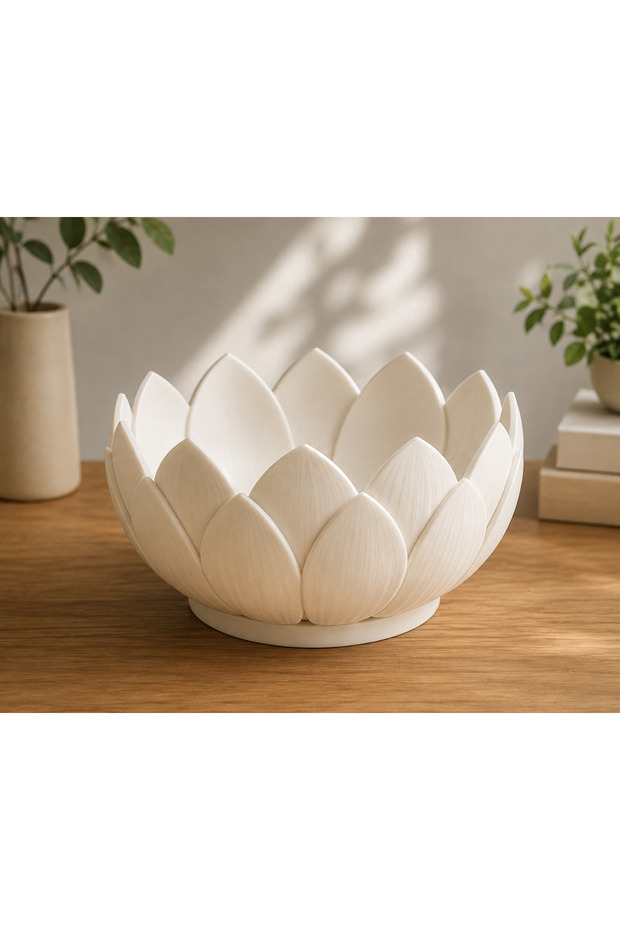 Lotus Design Plastic Decorative Bowl – Multi-Purpose Presentation and Organizer Bowl