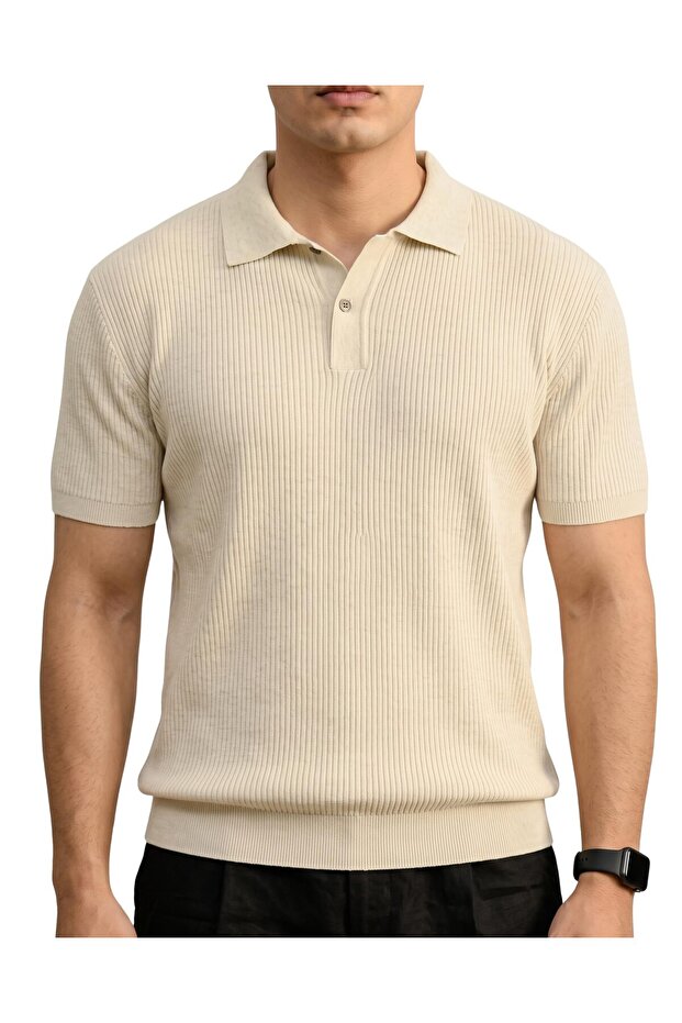 Men's Cotton Textured T-Shirt, Short Sleeve Crew Neck Casual Top