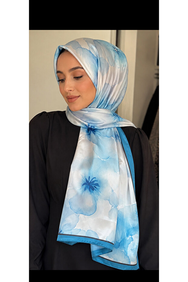 Satin Shawl Blue